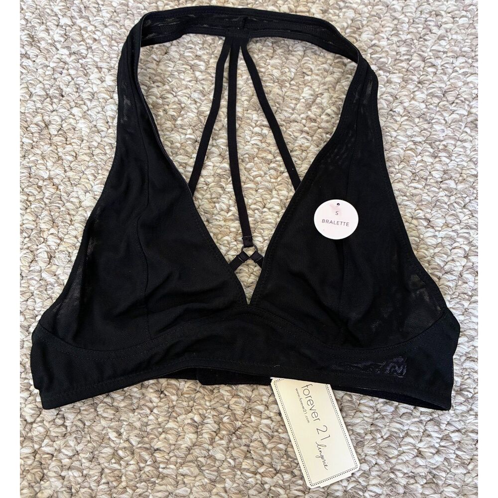 F21 Black Strappy Mesh Bralette  *NWT*